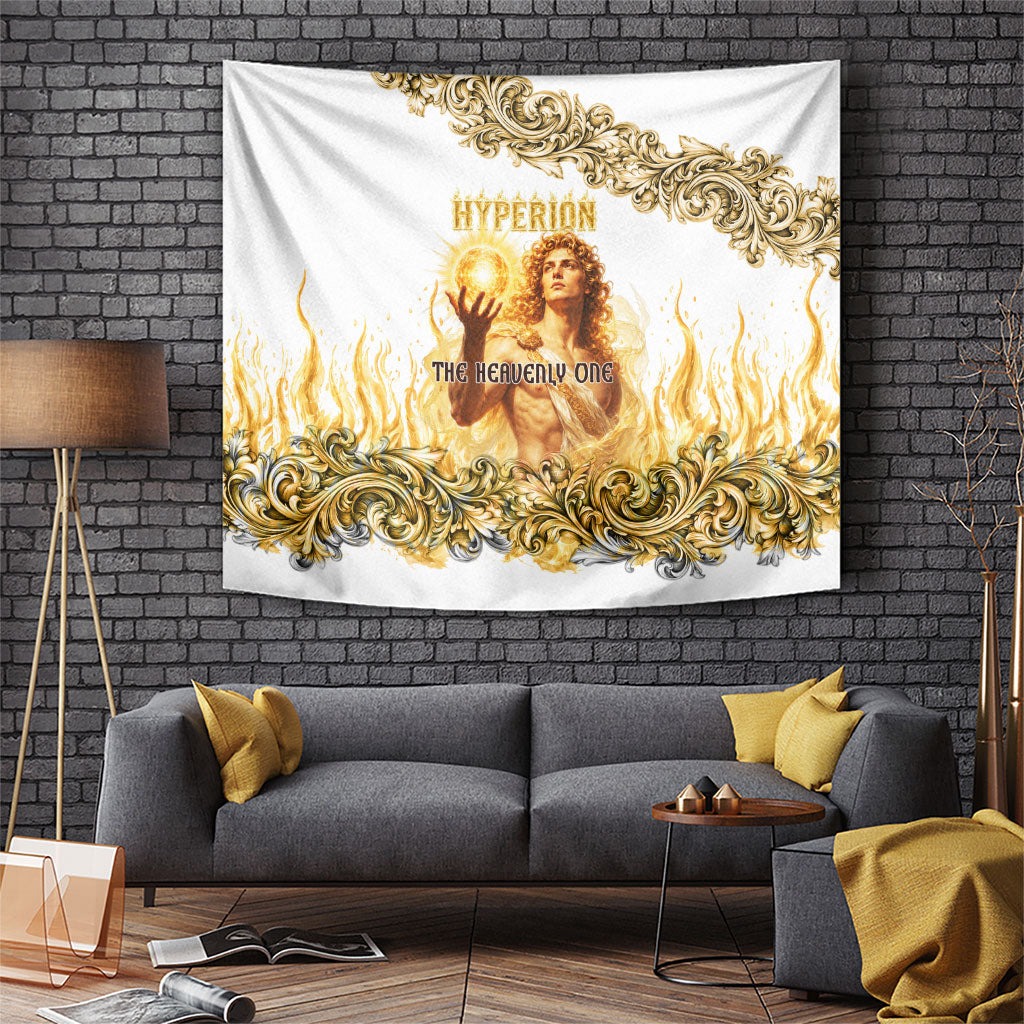 Hyperion First Titan Of Light Tapestry Ancient Greek Mythology Celestial God Gold Filigree Graphic Art
