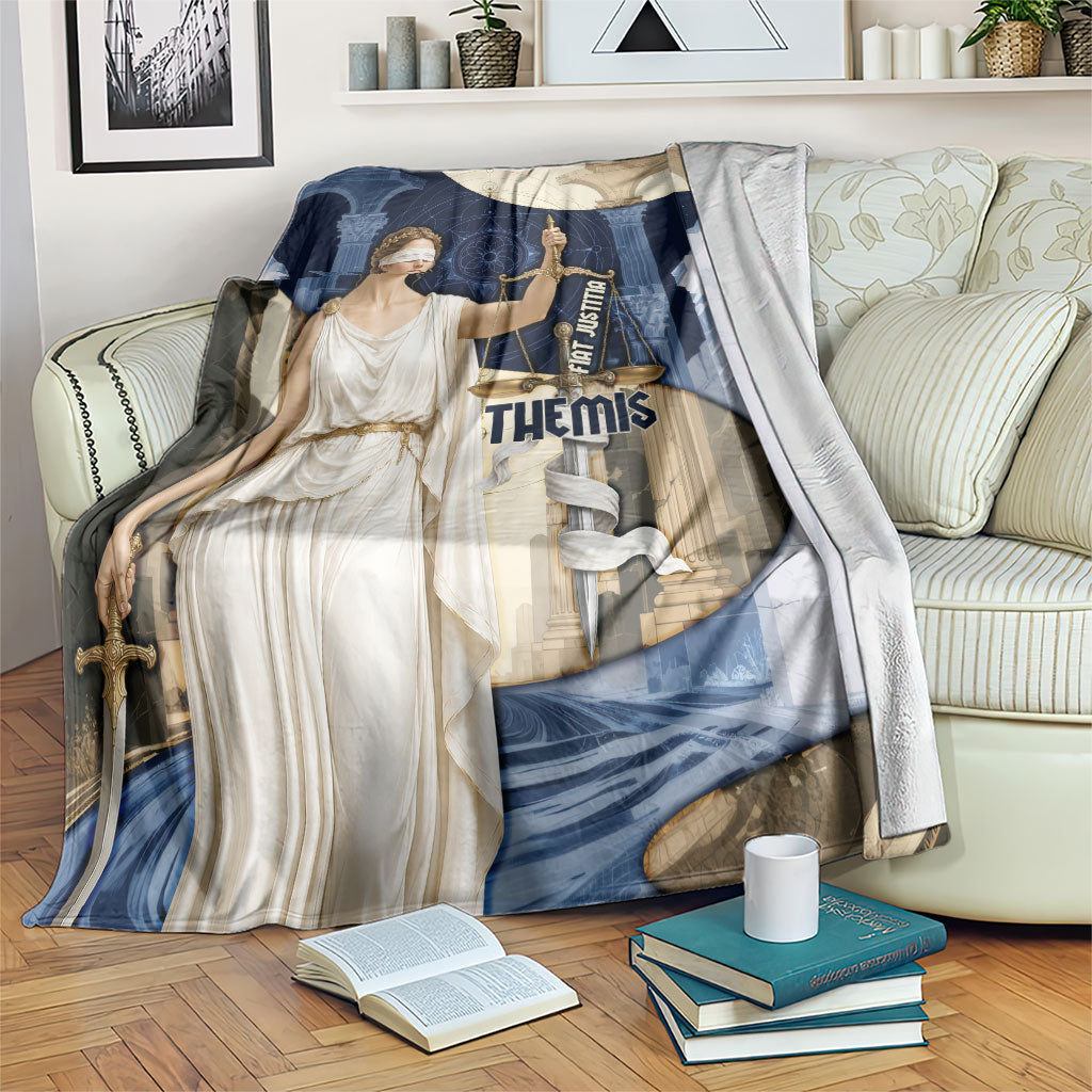 Themis Lady Justice Blanket Greek Mythology Blindfold Scales Statue Classic Art Style