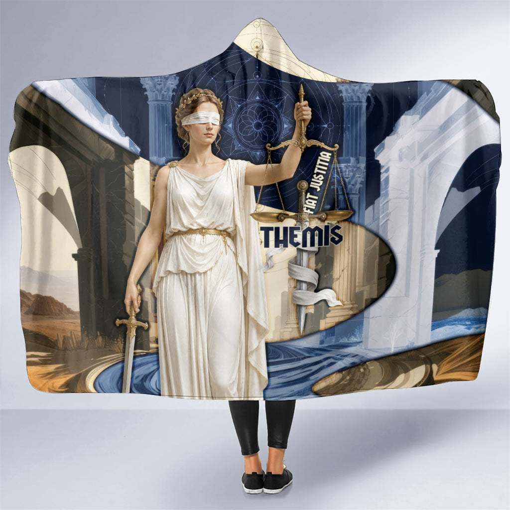 Themis Lady Justice Hooded Blanket Greek Mythology Blindfold Scales Statue Classic Art Style