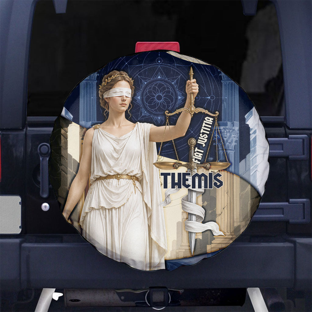 Themis Lady Justice Spare Tire Cover Greek Mythology Blindfold Scales Statue Classic Art Style