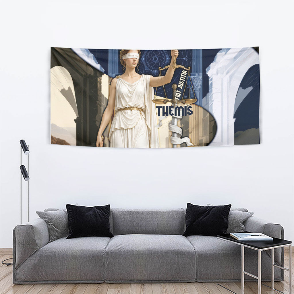 Themis Lady Justice Tapestry Greek Mythology Blindfold Scales Statue Classic Art Style