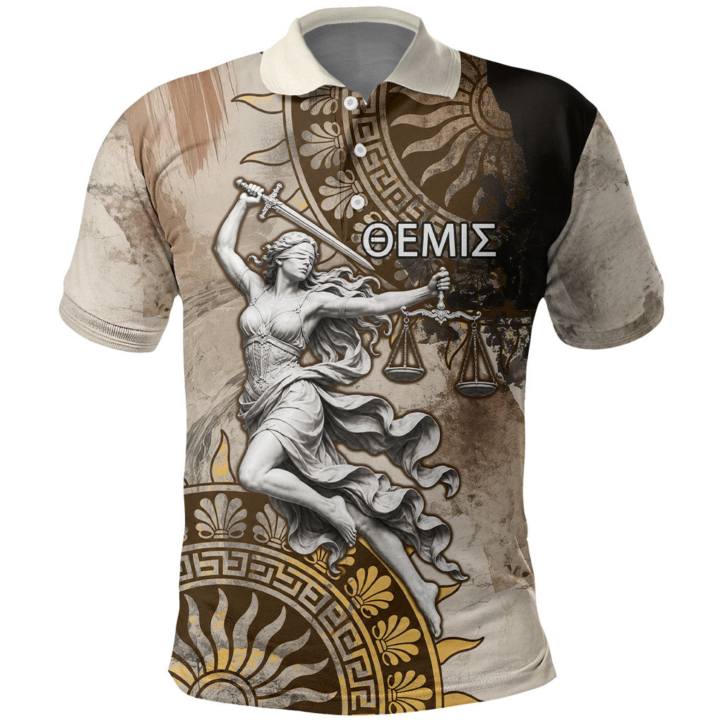 Themis Lady Justice Polo Shirt Greek Goddess Statue Antique Marble Classic Mythology