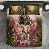 Greek Mythology Atlas Carrying Celestial Sphere Bedding Set Floral Stone Statue Classical Art Ancient History Symbol