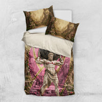 Greek Mythology Atlas Carrying Celestial Sphere Bedding Set Floral Stone Statue Classical Art Ancient History Symbol