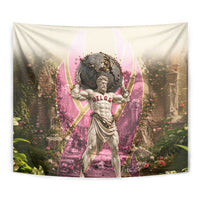 Greek Mythology Atlas Carrying Celestial Sphere Tapestry Floral Stone Statue Classical Art Ancient History Symbol