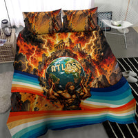 Greek Mythology Titan Atlas Carrying Earth Bedding Set Vibrant Retro Comic Style Ancient Greece Legend