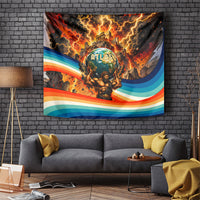 Greek Mythology Titan Atlas Carrying Earth Tapestry Vibrant Retro Comic Style Ancient Greece Legend