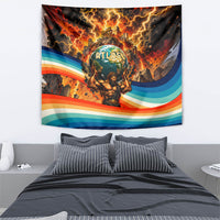 Greek Mythology Titan Atlas Carrying Earth Tapestry Vibrant Retro Comic Style Ancient Greece Legend