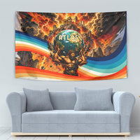 Greek Mythology Titan Atlas Carrying Earth Tapestry Vibrant Retro Comic Style Ancient Greece Legend
