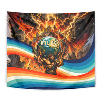 Greek Mythology Titan Atlas Carrying Earth Tapestry Vibrant Retro Comic Style Ancient Greece Legend