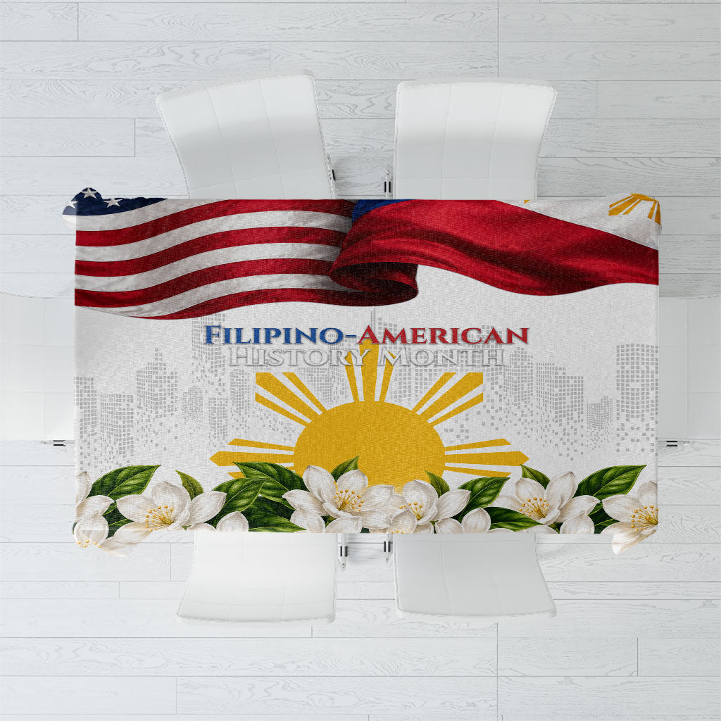 Filipino American History Month Tablecloth USA And Philippines Flag Sun Sampaguita Floral