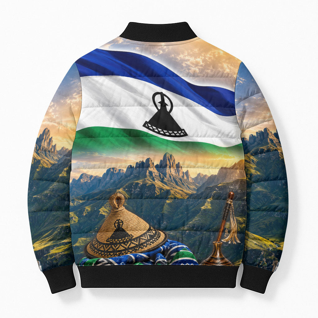 Lesotho Independence Day Bomber Puffer Jacket Basotho Hat Flag And Cultural Heritage