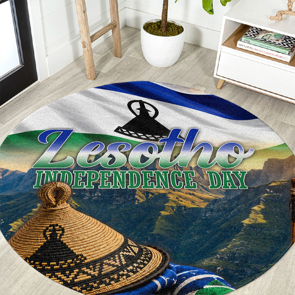 Lesotho Independence Day Round Carpet Basotho Hat Flag And Cultural Heritage
