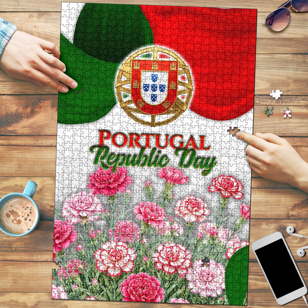 Portugal Republic Day Puzzle National Flag Coat Of Arms And Carnation Floral