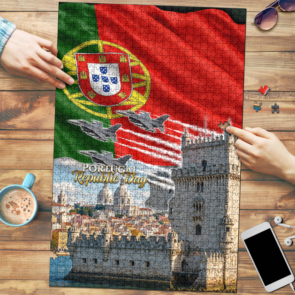 Portugal Republic Day Puzzle National Flag Belem Tower And Fighter Jets