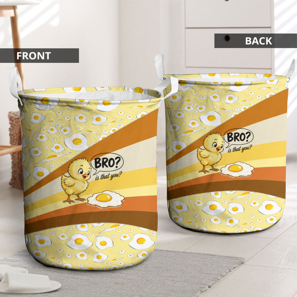Funny Chick World Egg Day Laundry Basket Retro Cartoon Chick And Fried Egg Comic Quote