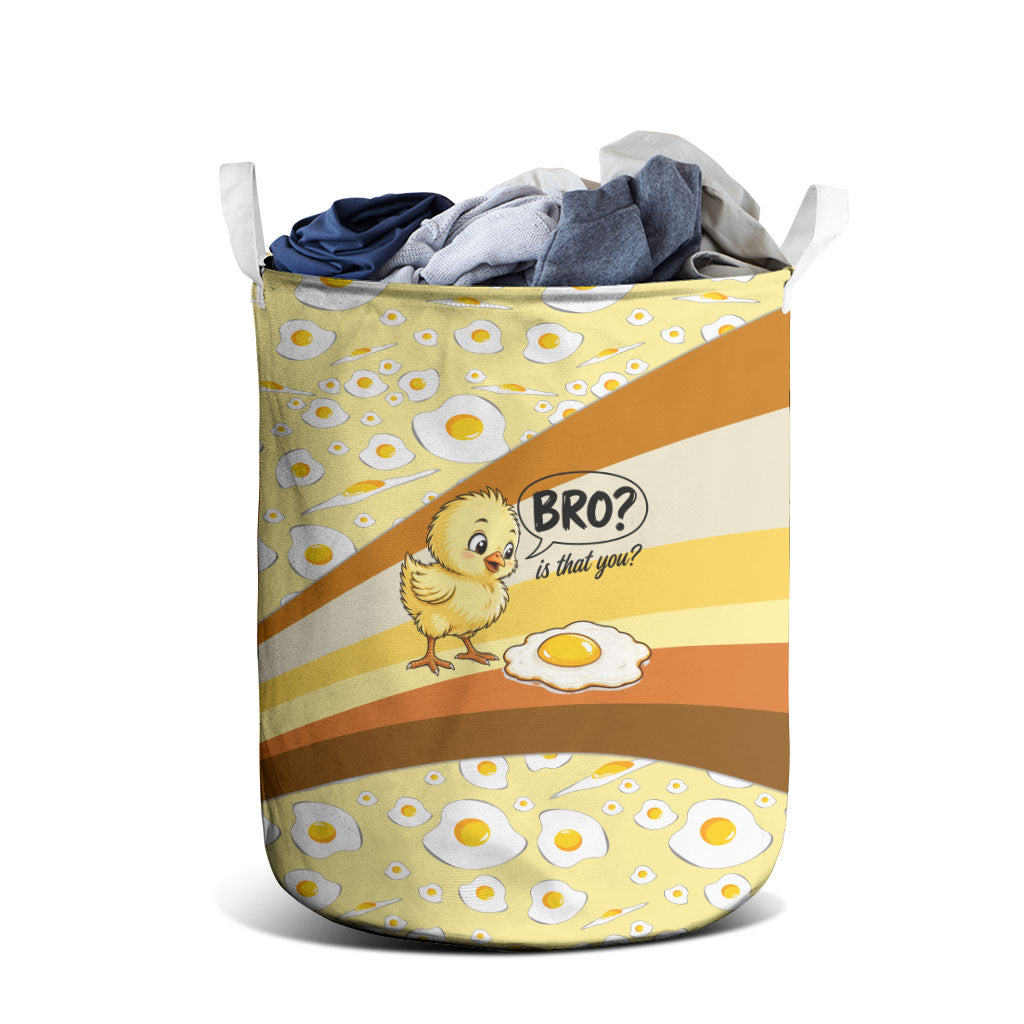 Funny Chick World Egg Day Laundry Basket Retro Cartoon Chick And Fried Egg Comic Quote