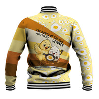 Funny Chick World Egg Day Baseball Jacket Retro Cartoon Chick And Fried Egg Comic Quote
