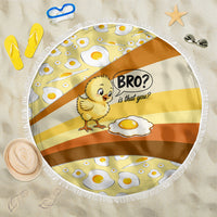 Funny Chick World Egg Day Beach Blanket Retro Cartoon Chick And Fried Egg Comic Quote
