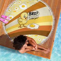 Funny Chick World Egg Day Beach Blanket Retro Cartoon Chick And Fried Egg Comic Quote