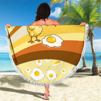 Funny Chick World Egg Day Beach Blanket Retro Cartoon Chick And Fried Egg Comic Quote