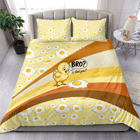 Funny Chick World Egg Day Bedding Set Retro Cartoon Chick And Fried Egg Comic Quote
