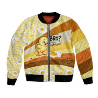 Funny Chick World Egg Day Bomber Jacket Retro Cartoon Chick And Fried Egg Comic Quote