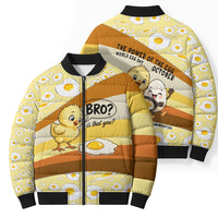 Funny Chick World Egg Day Bomber Puffer Jacket Retro Cartoon Chick And Fried Egg Comic Quote
