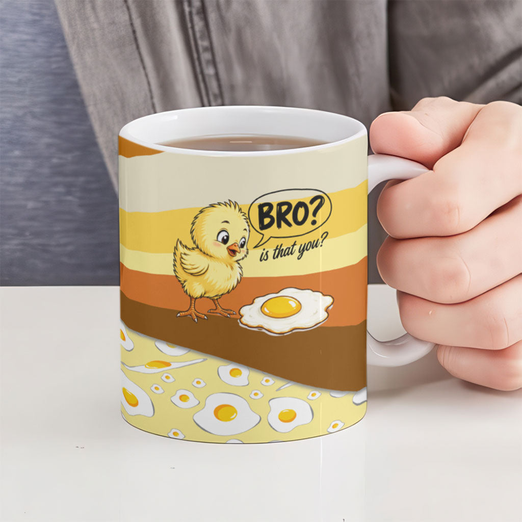 Funny Chick World Egg Day Ceramic Mug Retro Cartoon Chick And Fried Egg Comic Quote