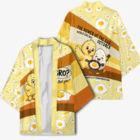 Funny Chick World Egg Day Kimono Retro Cartoon Chick And Fried Egg Comic Quote