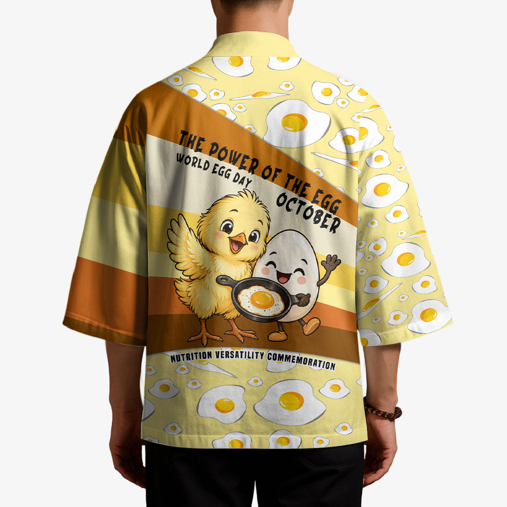 Funny Chick World Egg Day Kimono Retro Cartoon Chick And Fried Egg Comic Quote