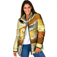 Funny Chick World Egg Day Padded Jacket Retro Cartoon Chick And Fried Egg Comic Quote