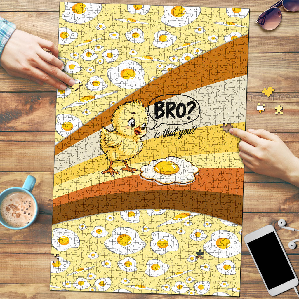 Funny Chick World Egg Day Puzzle Retro Cartoon Chick And Fried Egg Comic Quote