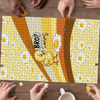 Funny Chick World Egg Day Puzzle Retro Cartoon Chick And Fried Egg Comic Quote