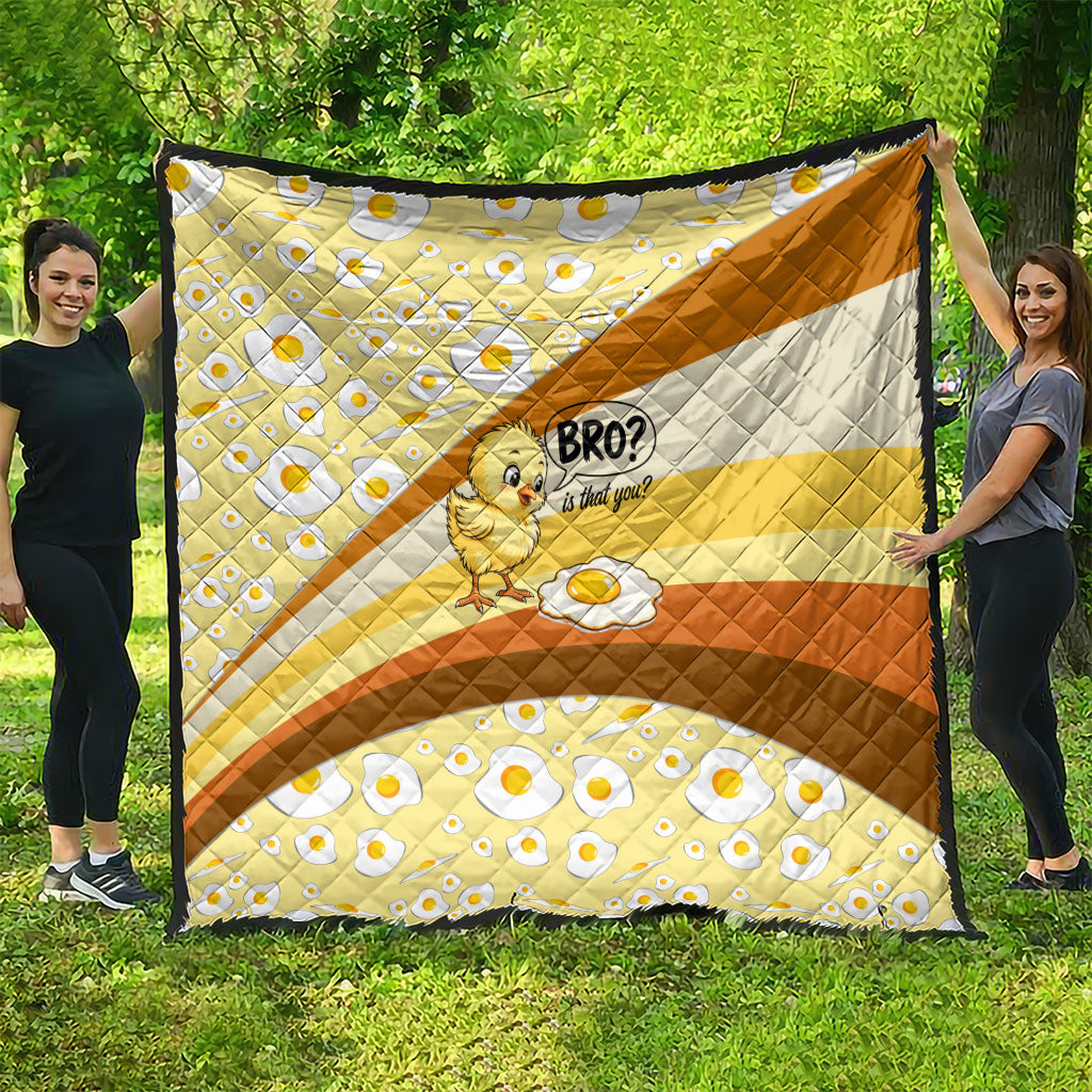 Funny Chick World Egg Day Quilt Retro Cartoon Chick And Fried Egg Comic Quote