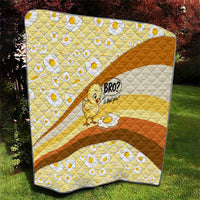 Funny Chick World Egg Day Quilt Retro Cartoon Chick And Fried Egg Comic Quote