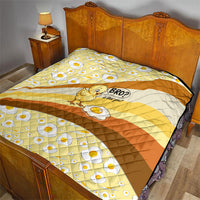 Funny Chick World Egg Day Quilt Retro Cartoon Chick And Fried Egg Comic Quote