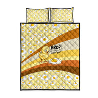 Funny Chick World Egg Day Quilt Bed Set Retro Cartoon Chick And Fried Egg Comic Quote