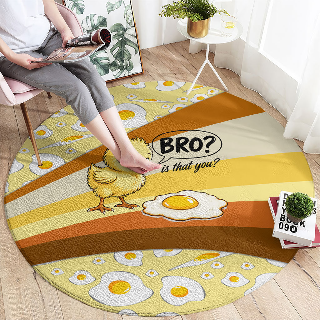 Funny Chick World Egg Day Round Carpet Retro Cartoon Chick And Fried Egg Comic Quote