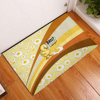 Funny Chick World Egg Day Rubber Doormat Retro Cartoon Chick And Fried Egg Comic Quote