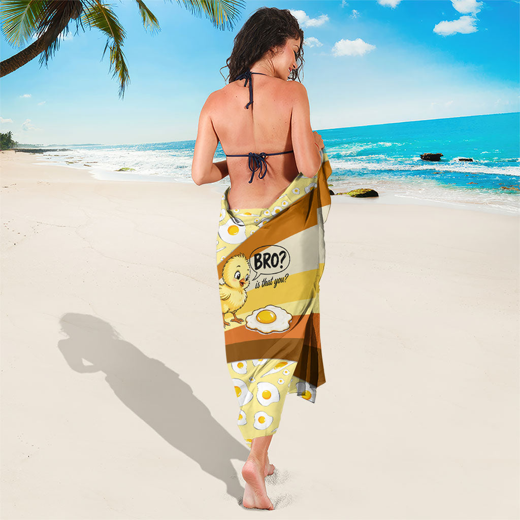 Funny Chick World Egg Day Sarong Retro Cartoon Chick And Fried Egg Comic Quote