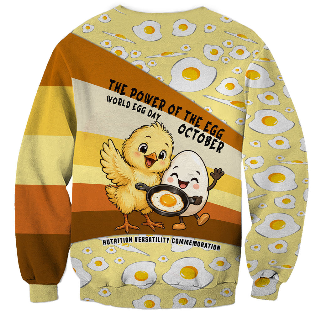 Funny Chick World Egg Day Sweatshirt Retro Cartoon Chick And Fried Egg Comic Quote
