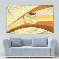 Funny Chick World Egg Day Tapestry Retro Cartoon Chick And Fried Egg Comic Quote