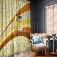 Funny Chick World Egg Day Window Curtain Retro Cartoon Chick And Fried Egg Comic Quote