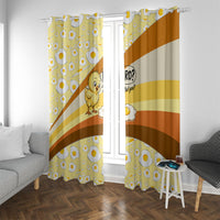 Funny Chick World Egg Day Window Curtain Retro Cartoon Chick And Fried Egg Comic Quote