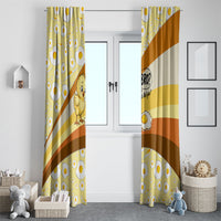 Funny Chick World Egg Day Window Curtain Retro Cartoon Chick And Fried Egg Comic Quote