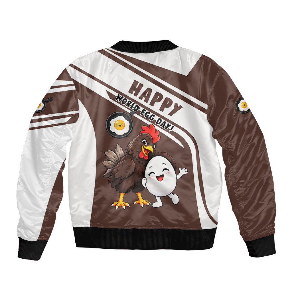 Hen And Egg World Egg Day Bomber Jacket Who Came First Cute Cartoon Hen And Egg