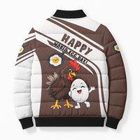 Hen And Egg World Egg Day Bomber Puffer Jacket Who Came First Cute Cartoon Hen And Egg