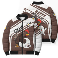 Hen And Egg World Egg Day Bomber Puffer Jacket Who Came First Cute Cartoon Hen And Egg
