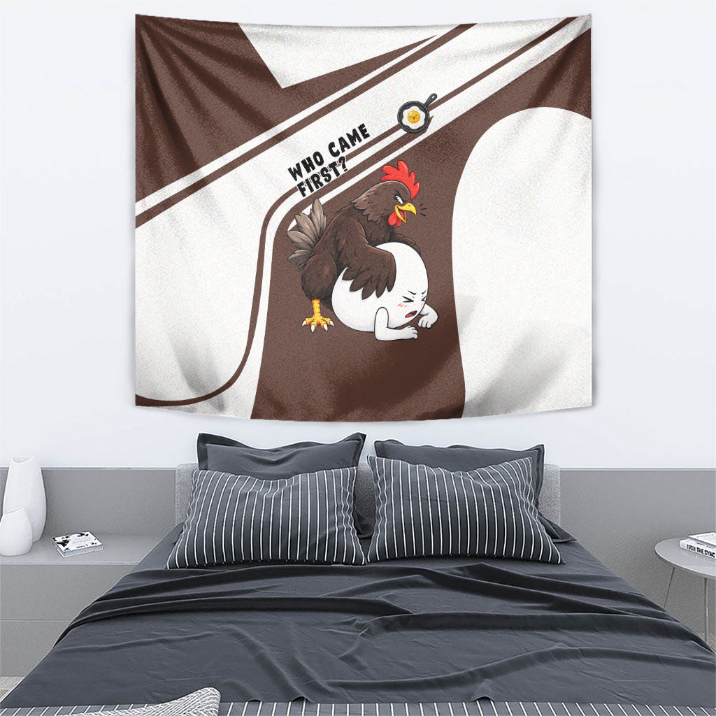 Hen And Egg World Egg Day Tapestry Who Came First Cute Cartoon Hen And Egg